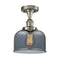 Bell Semi-Flush Mount shown in the Brushed Satin Nickel finish with a Plated Smoke shade