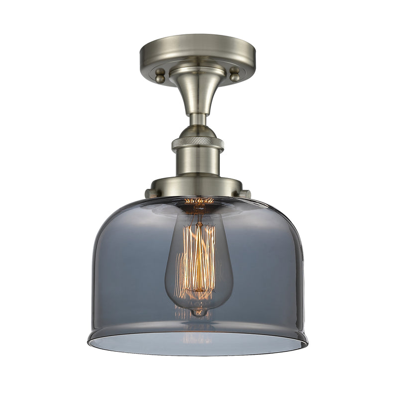 Bell Semi-Flush Mount shown in the Brushed Satin Nickel finish with a Plated Smoke shade