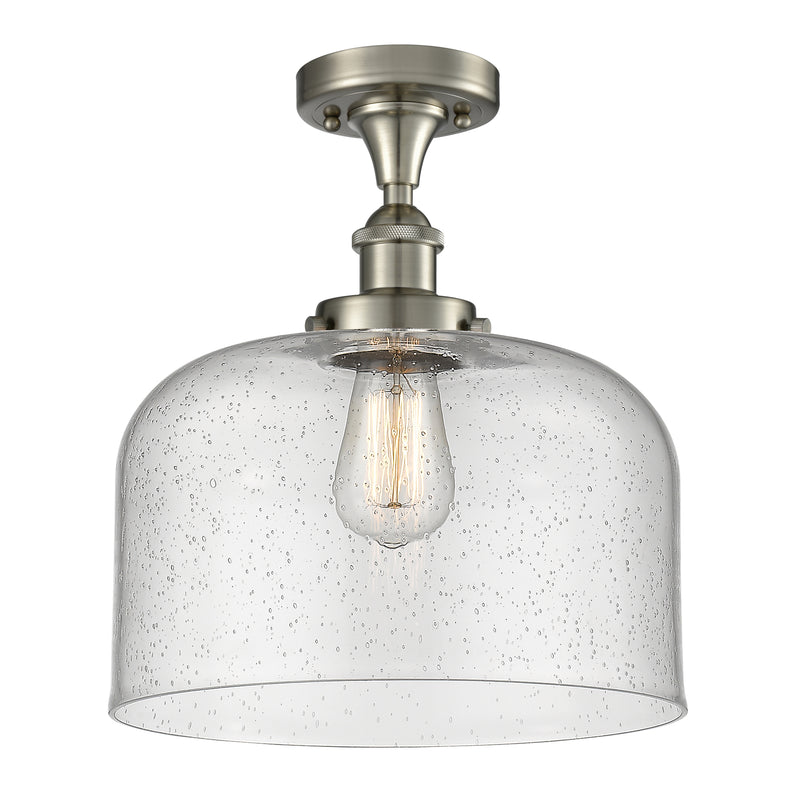 Bell Semi-Flush Mount shown in the Brushed Satin Nickel finish with a Seedy shade