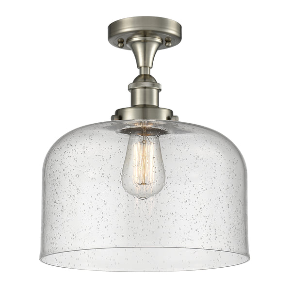 Bell Semi-Flush Mount shown in the Brushed Satin Nickel finish with a Seedy shade
