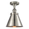 Appalachian Semi-Flush Mount shown in the Brushed Satin Nickel finish with a Brushed Satin Nickel shade