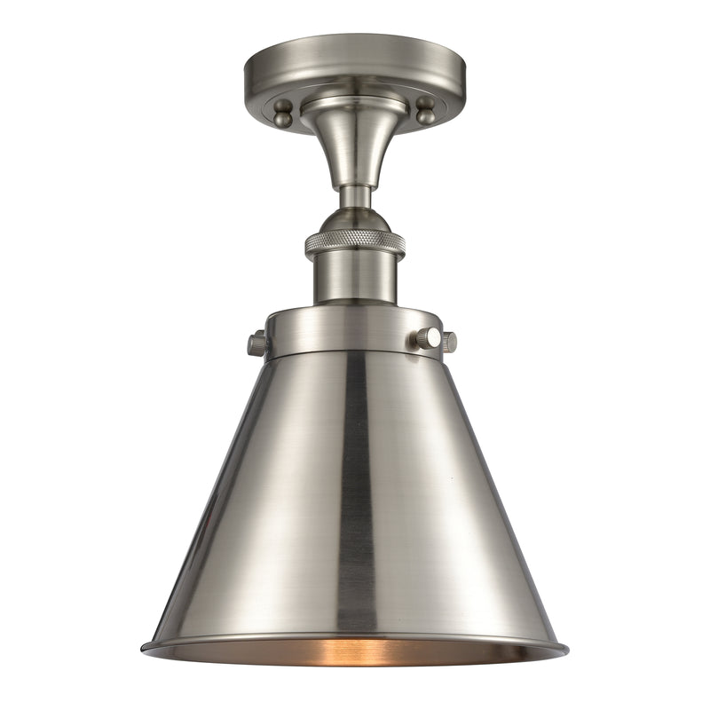Appalachian Semi-Flush Mount shown in the Brushed Satin Nickel finish with a Brushed Satin Nickel shade