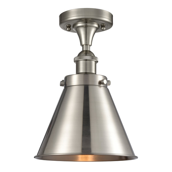 Appalachian Semi-Flush Mount shown in the Brushed Satin Nickel finish with a Brushed Satin Nickel shade