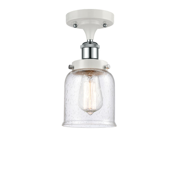 Bell Semi-Flush Mount shown in the White and Polished Chrome finish with a Seedy shade