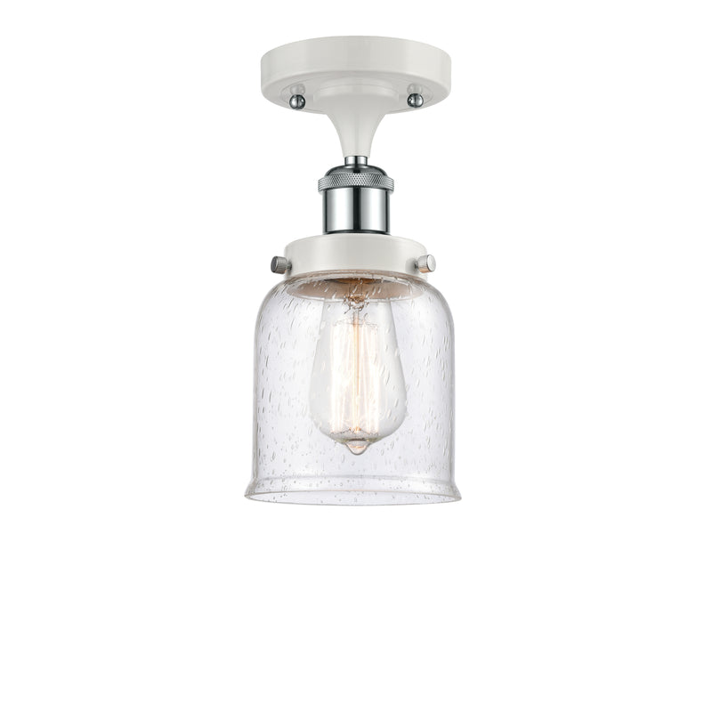 Bell Semi-Flush Mount shown in the White and Polished Chrome finish with a Seedy shade