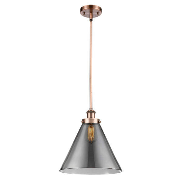 Cone Mini Pendant shown in the Antique Copper finish with a Plated Smoke shade