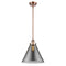 Cone Mini Pendant shown in the Antique Copper finish with a Plated Smoke shade