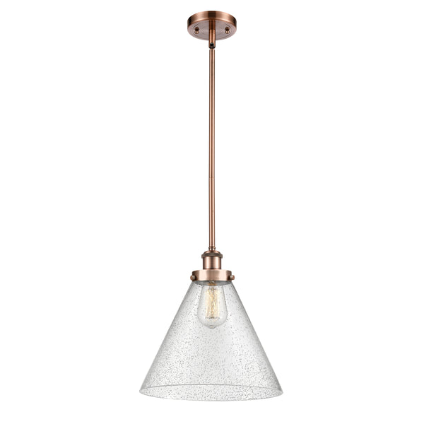 Cone Mini Pendant shown in the Antique Copper finish with a Seedy shade