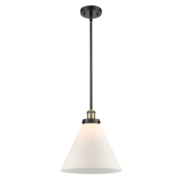 Cone Mini Pendant shown in the Black Antique Brass finish with a Matte White shade