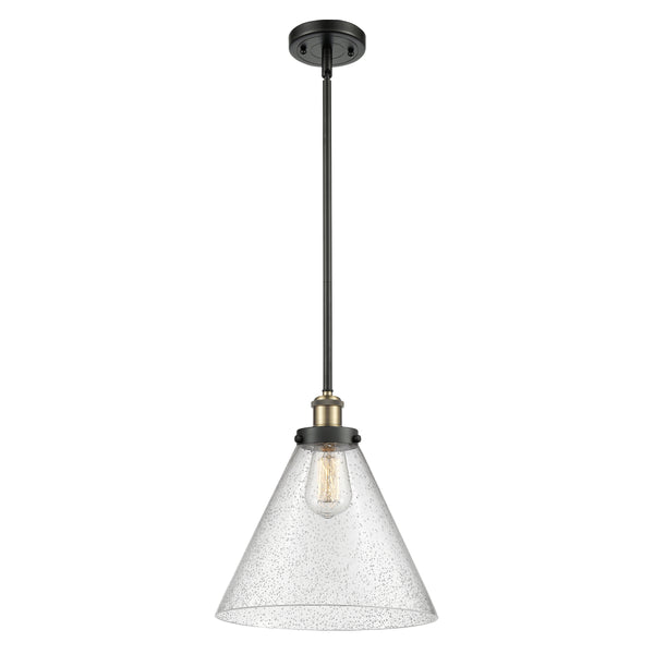 Cone Mini Pendant shown in the Black Antique Brass finish with a Seedy shade