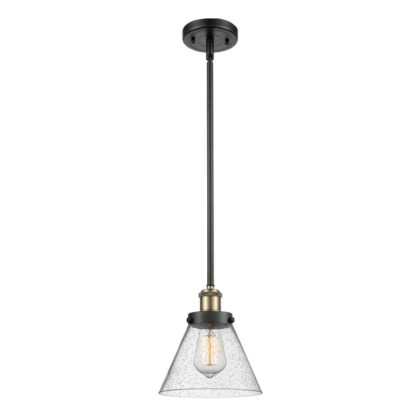 Cone Mini Pendant shown in the Black Antique Brass finish with a Seedy shade