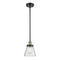 Cone Mini Pendant shown in the Black Antique Brass finish with a Seedy shade