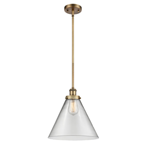 Cone Mini Pendant shown in the Brushed Brass finish with a Clear shade