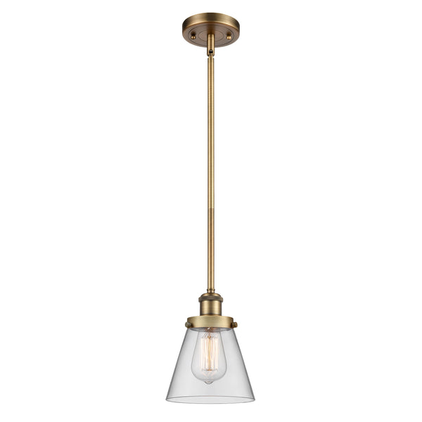 Cone Mini Pendant shown in the Brushed Brass finish with a Clear shade