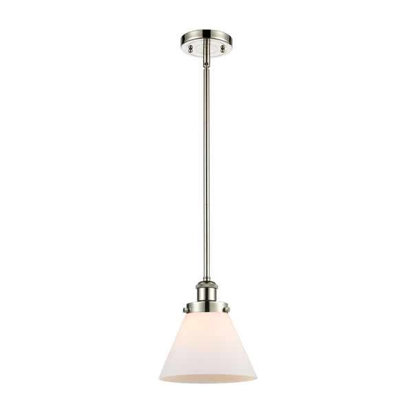 Cone Mini Pendant shown in the Polished Nickel finish with a Matte White shade