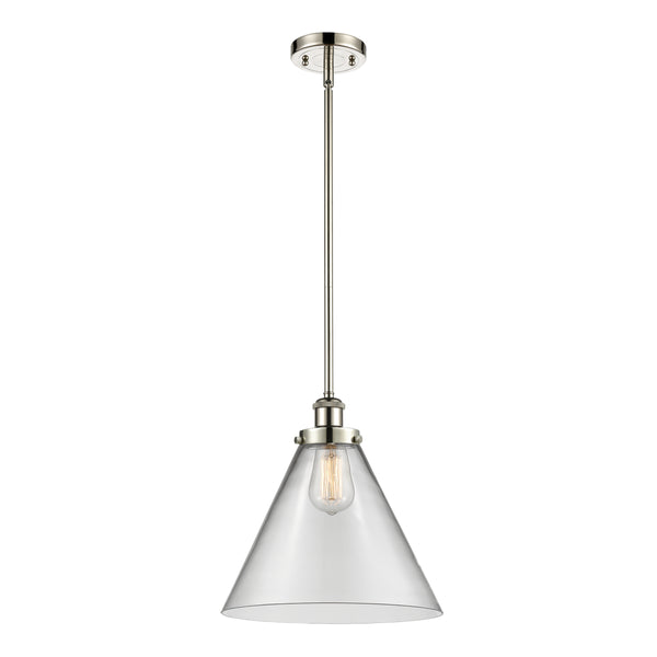 Cone Mini Pendant shown in the Polished Nickel finish with a Clear shade