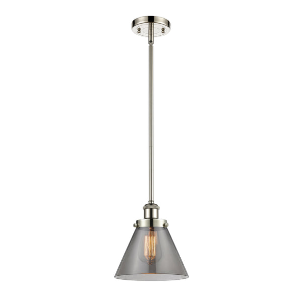 Cone Mini Pendant shown in the Polished Nickel finish with a Plated Smoke shade