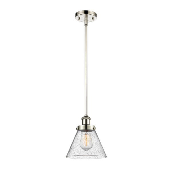 Cone Mini Pendant shown in the Polished Nickel finish with a Seedy shade