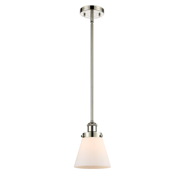 Cone Mini Pendant shown in the Polished Nickel finish with a Matte White shade