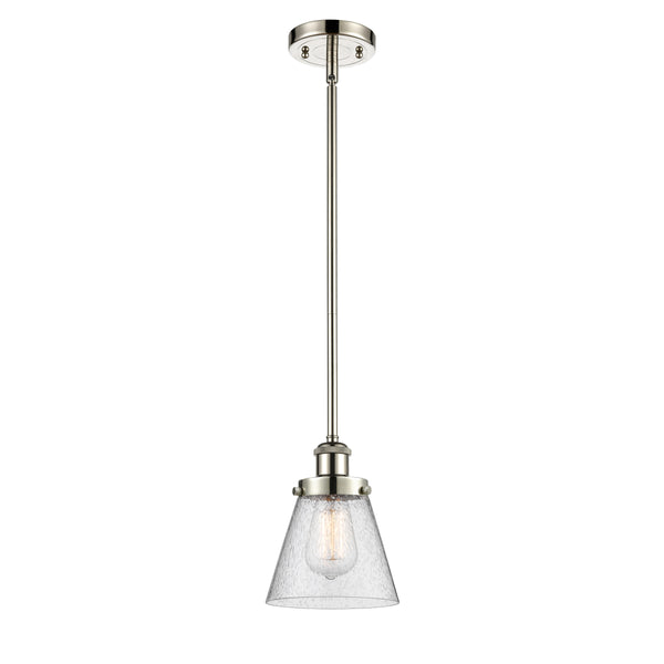Cone Mini Pendant shown in the Polished Nickel finish with a Seedy shade
