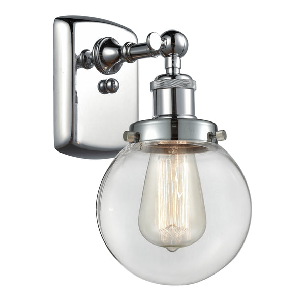 Beacon Sconce shown in the Polished Chrome finish with a Clear shade