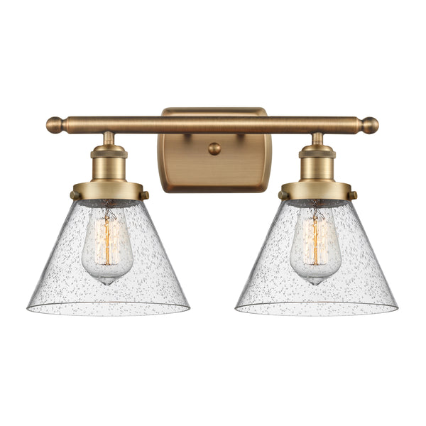 Cone Bath Vanity Light shown in the Brushed Brass finish with a Seedy shade