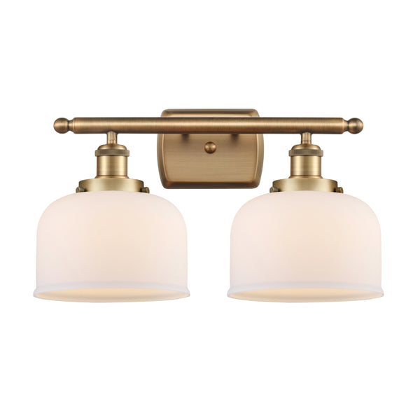 Bell Bath Vanity Light shown in the Brushed Brass finish with a Matte White shade