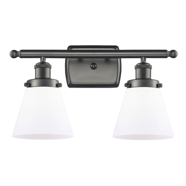 Cone Bath Vanity Light shown in the Oil Rubbed Bronze finish with a Matte White shade