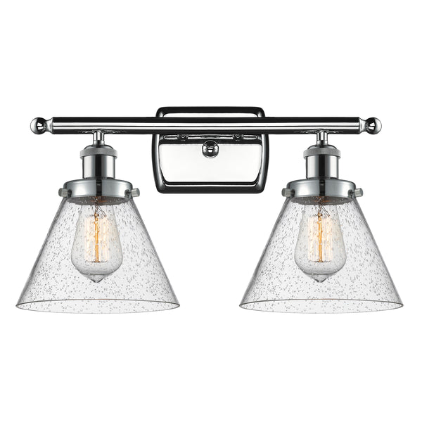 Cone Bath Vanity Light shown in the Polished Chrome finish with a Seedy shade