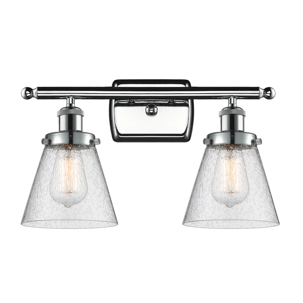 Cone Bath Vanity Light shown in the Polished Chrome finish with a Seedy shade