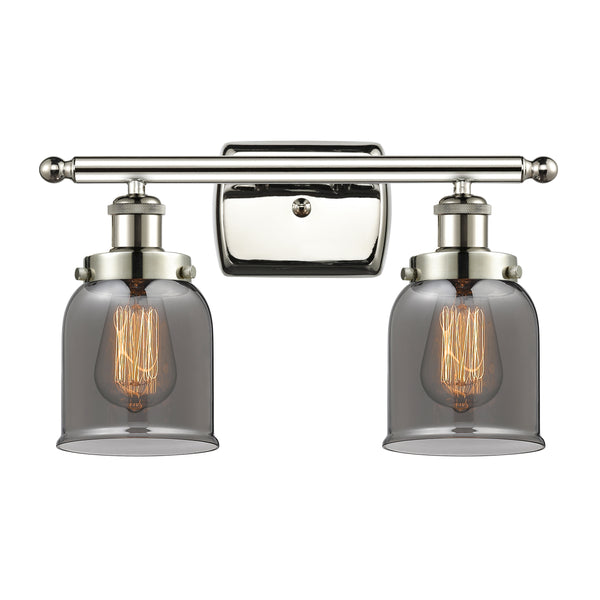 Bell Bath Vanity Light shown in the Polished Nickel finish with a Plated Smoke shade