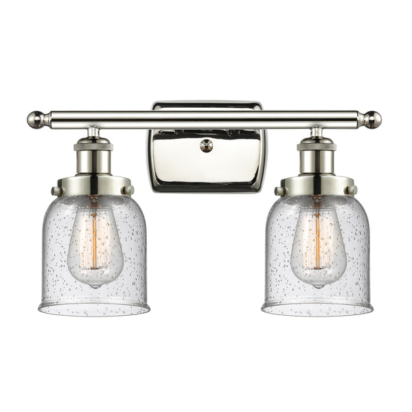 Bell Bath Vanity Light shown in the Polished Nickel finish with a Seedy shade