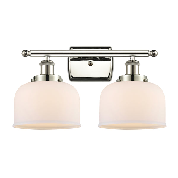 Bell Bath Vanity Light shown in the Polished Nickel finish with a Matte White shade