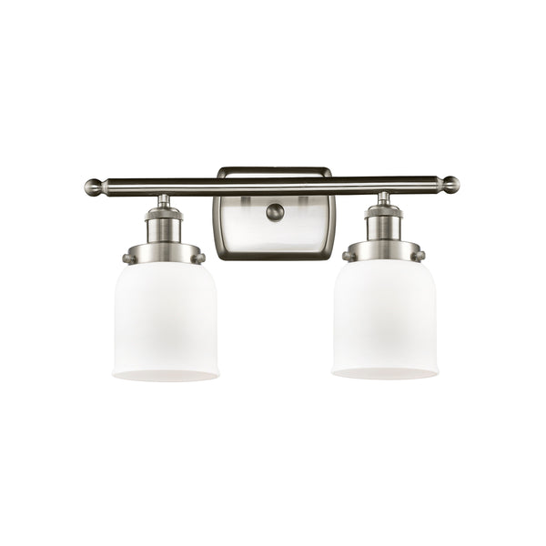 Bell Bath Vanity Light shown in the Brushed Satin Nickel finish with a Matte White shade