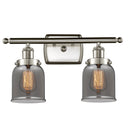 Bell Bath Vanity Light shown in the Brushed Satin Nickel finish with a Plated Smoke shade