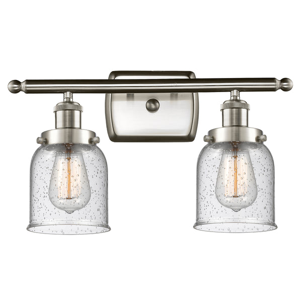 Bell Bath Vanity Light shown in the Brushed Satin Nickel finish with a Seedy shade