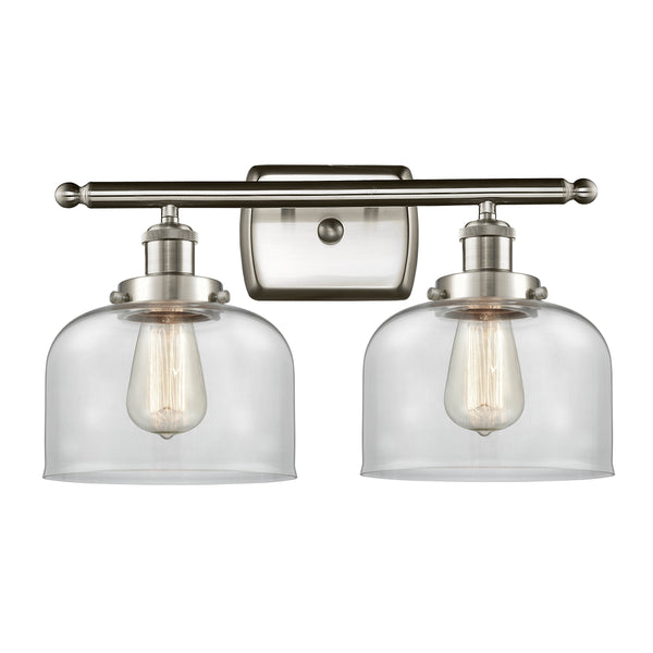 Bell Bath Vanity Light shown in the Brushed Satin Nickel finish with a Clear shade