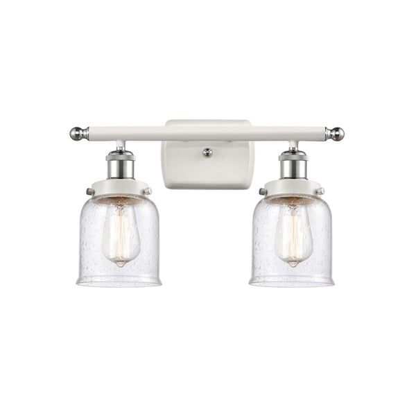 Bell Bath Vanity Light shown in the White and Polished Chrome finish with a Seedy shade