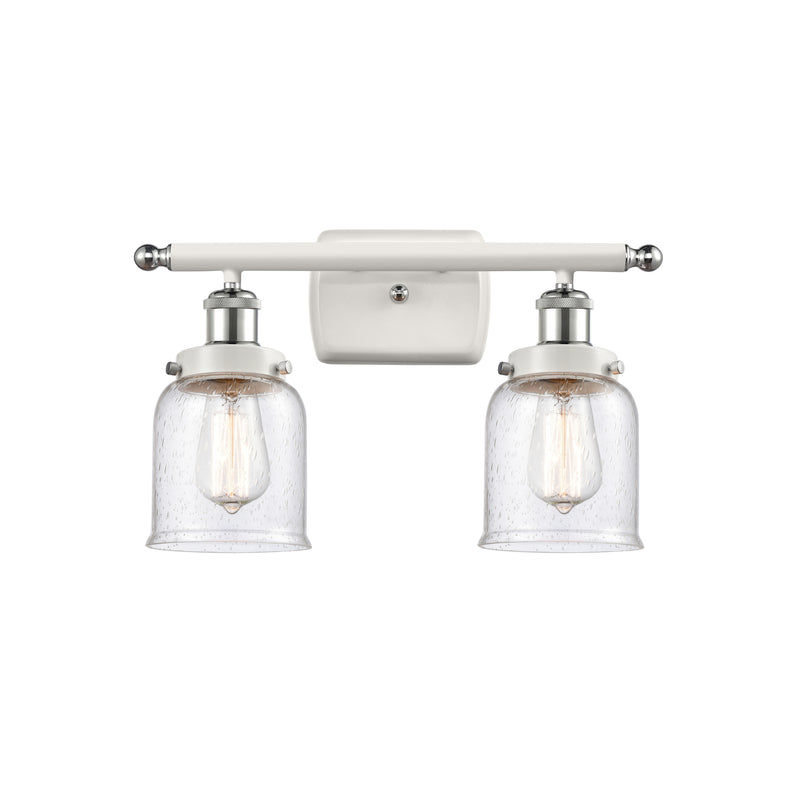 Bell Bath Vanity Light shown in the White and Polished Chrome finish with a Seedy shade