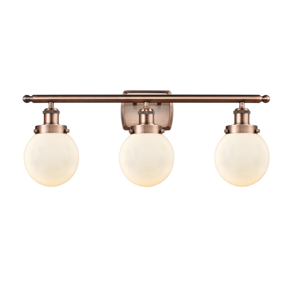 Beacon Bath Vanity Light shown in the Antique Copper finish with a Matte White shade