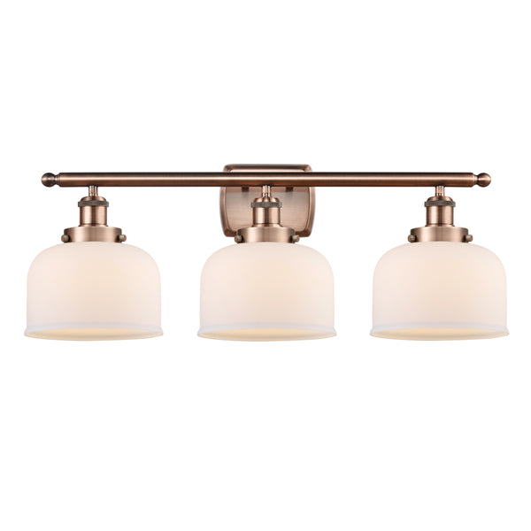 Bell Bath Vanity Light shown in the Antique Copper finish with a Matte White shade