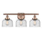 Bell Bath Vanity Light shown in the Antique Copper finish with a Seedy shade