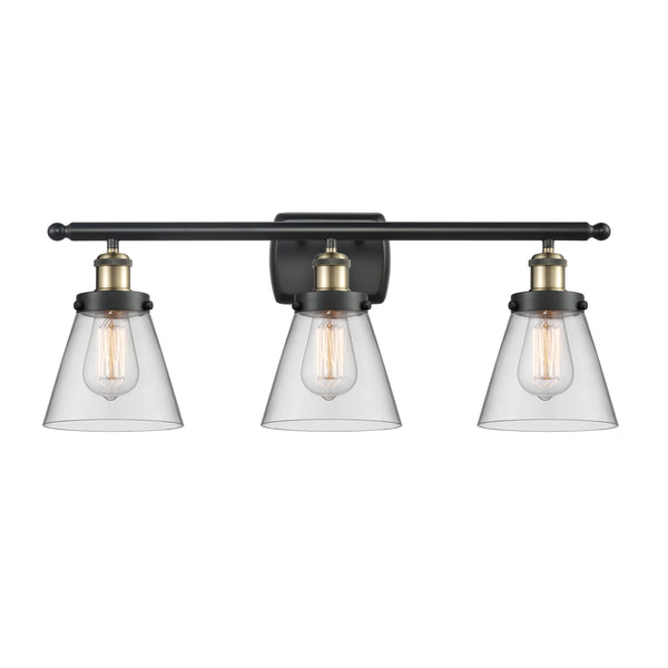 Cone Bath Vanity Light shown in the Black Antique Brass finish with a Clear shade