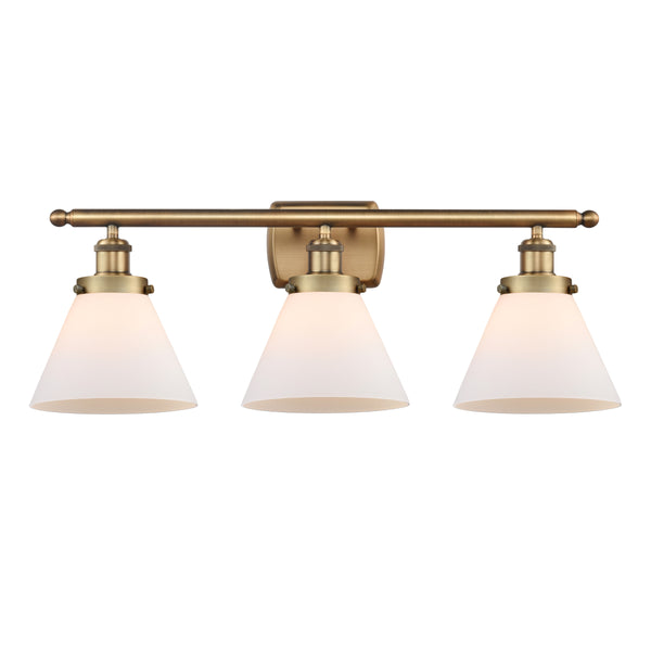 Cone Bath Vanity Light shown in the Brushed Brass finish with a Matte White shade
