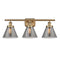 Cone Bath Vanity Light shown in the Brushed Brass finish with a Plated Smoke shade