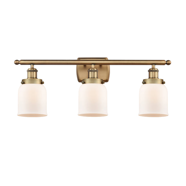 Bell Bath Vanity Light shown in the Brushed Brass finish with a Matte White shade