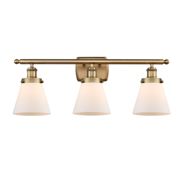 Cone Bath Vanity Light shown in the Brushed Brass finish with a Matte White shade