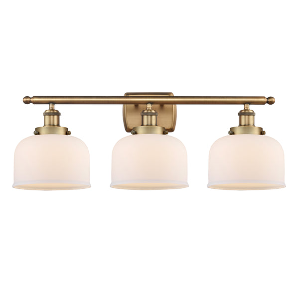 Bell Bath Vanity Light shown in the Brushed Brass finish with a Matte White shade