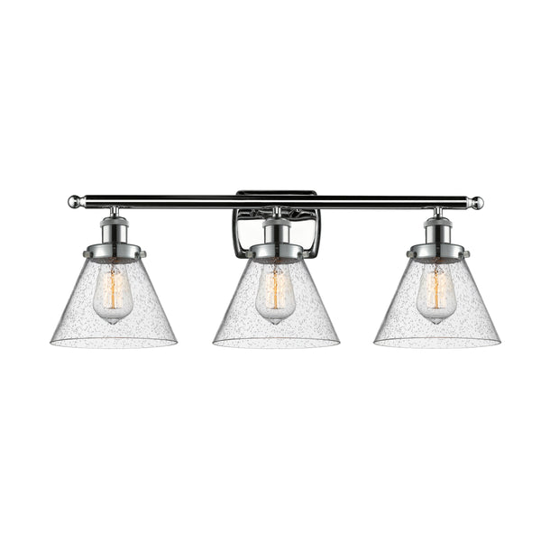 Cone Bath Vanity Light shown in the Polished Chrome finish with a Seedy shade