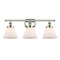 Cone Bath Vanity Light shown in the Polished Nickel finish with a Matte White shade